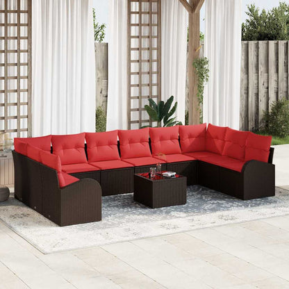 Tuinbankenset Met Kussen 11 Pcs Poly Rattan
