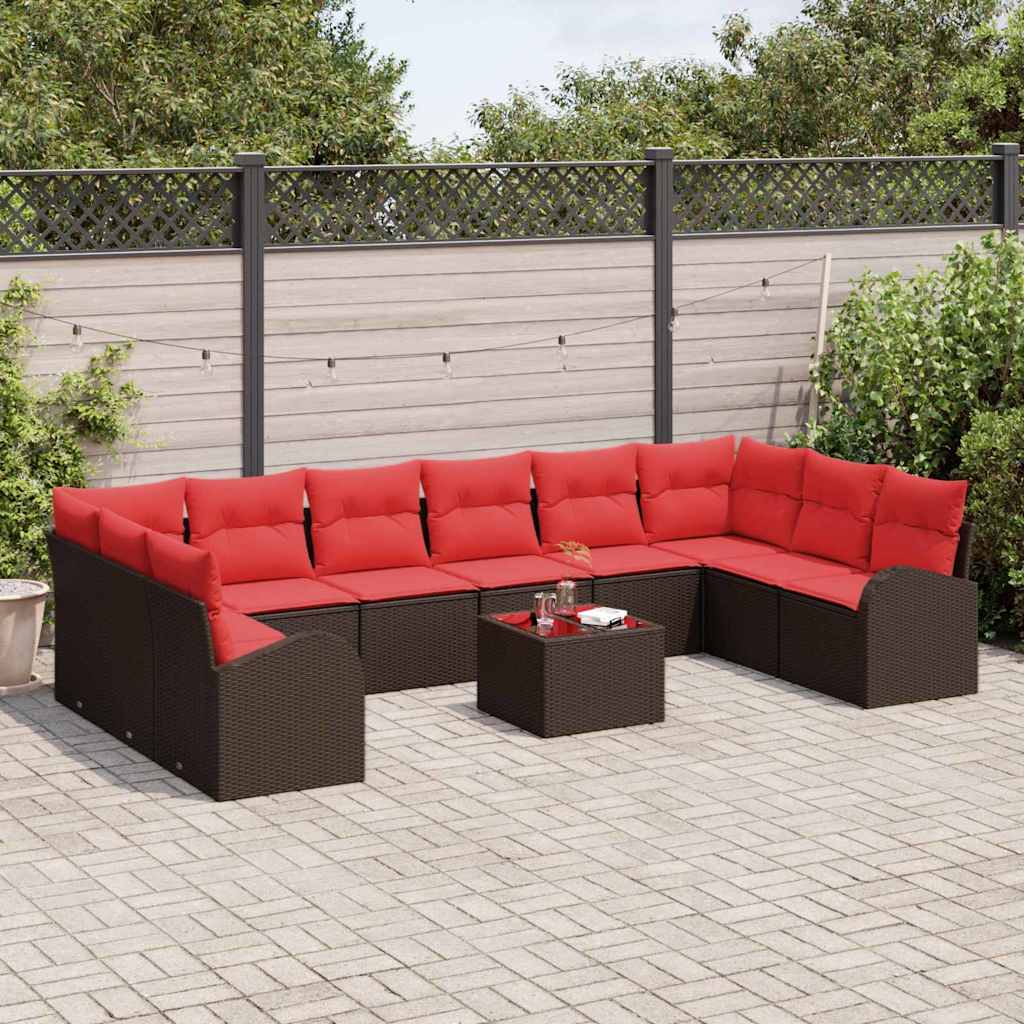 Tuinbankenset Met Kussen 11 Pcs Poly Rattan