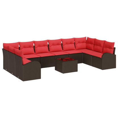 Tuinbankenset Met Kussen 11 Pcs Poly Rattan