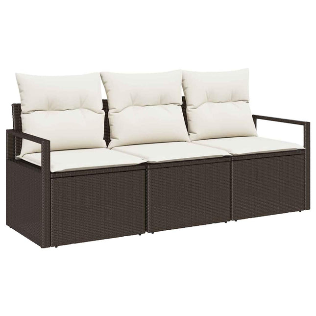 Tuinbankenset Met Kussen 3 Pcs Poly Rattan