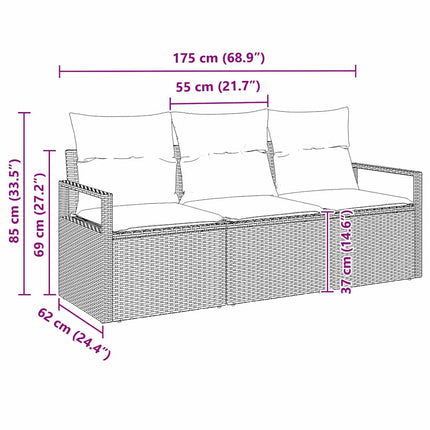 Tuinbankenset Met Kussen Met Opslag 3 Pcs Poly Rattan