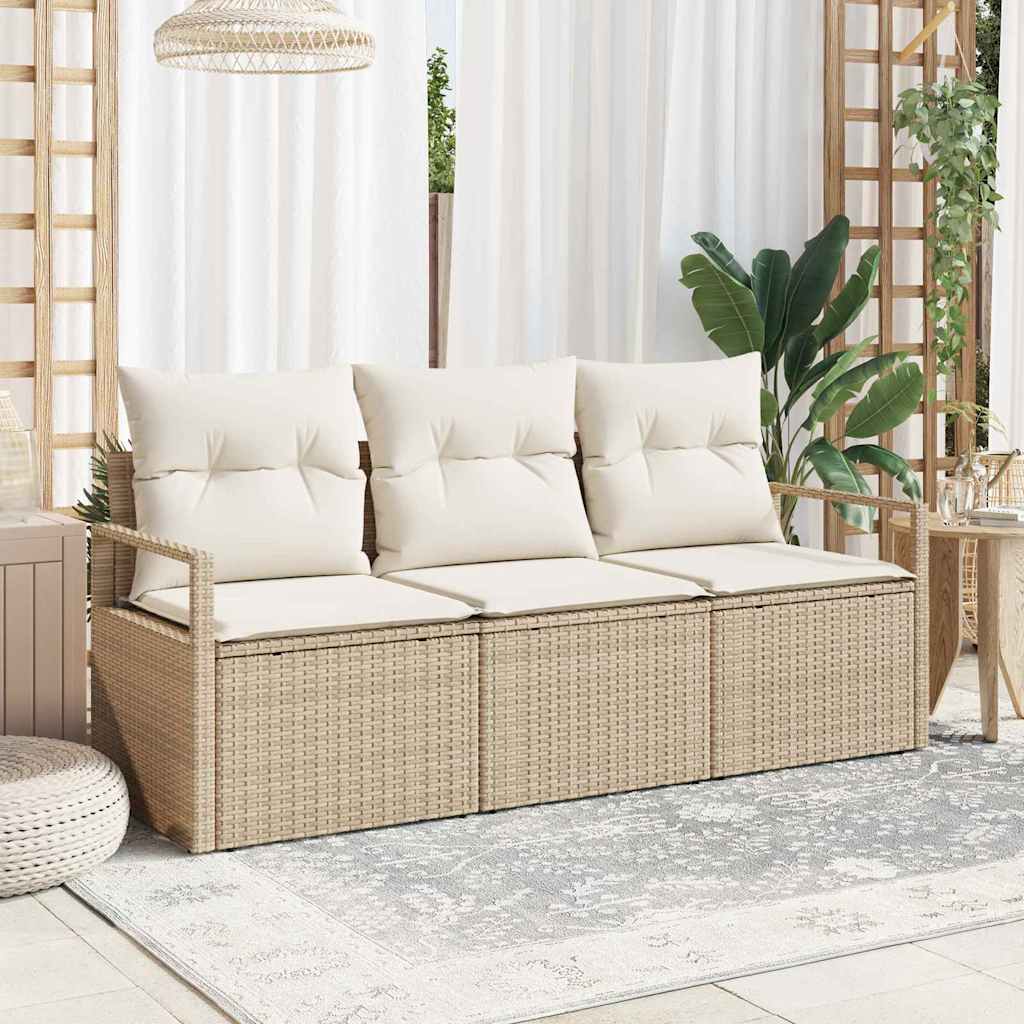 Tuinbankenset Met Kussen 3 Pcs Poly Rattan