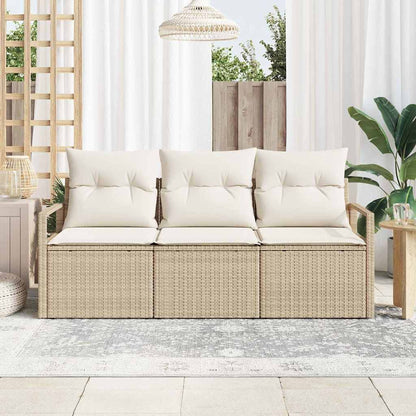 Tuinbankenset Met Kussen 3 Pcs Poly Rattan