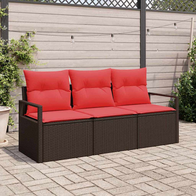Tuinbankenset Met Kussen 3 Pcs Poly Rattan