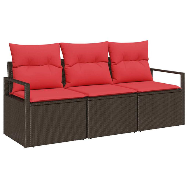 Tuinbankenset Met Kussen 3 Pcs Poly Rattan
