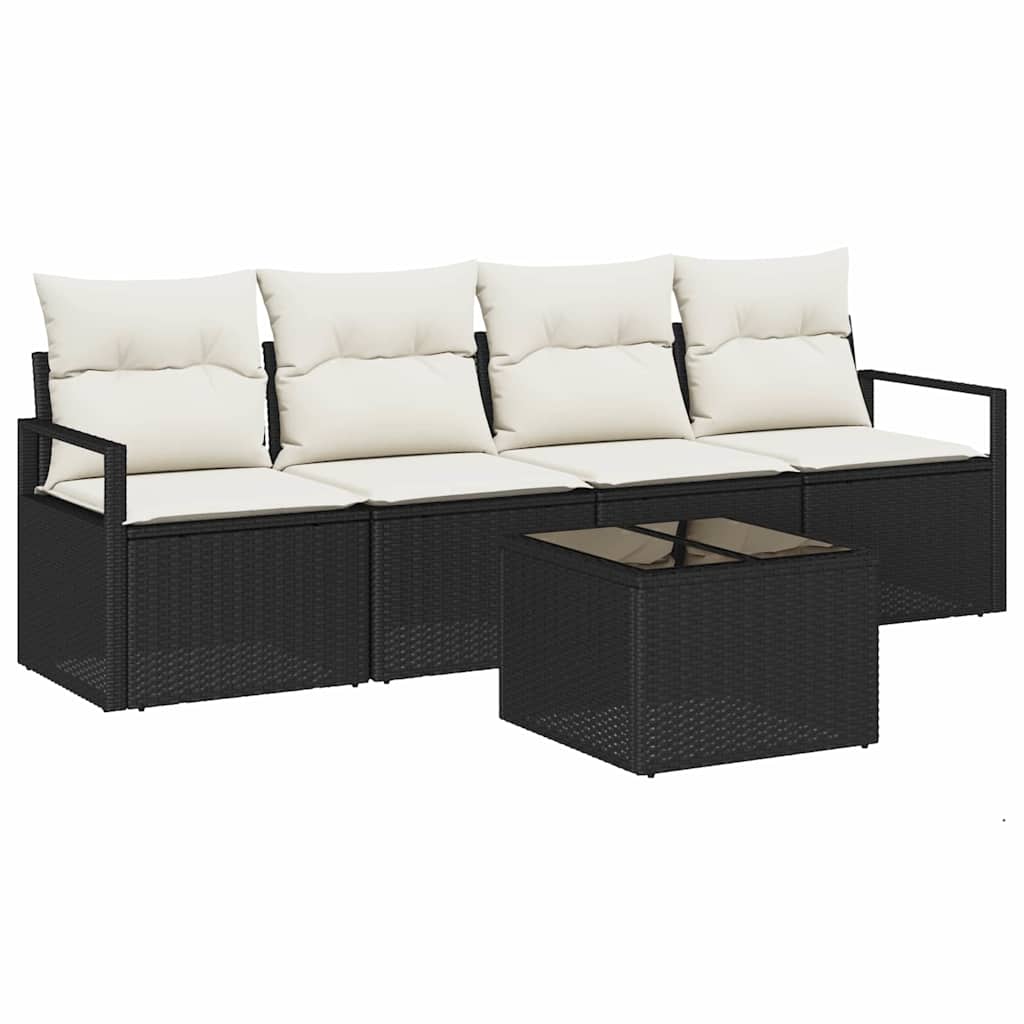 Bankstel Met Kussen Met Opslag 5 Pcs En Crème Poly Rattan