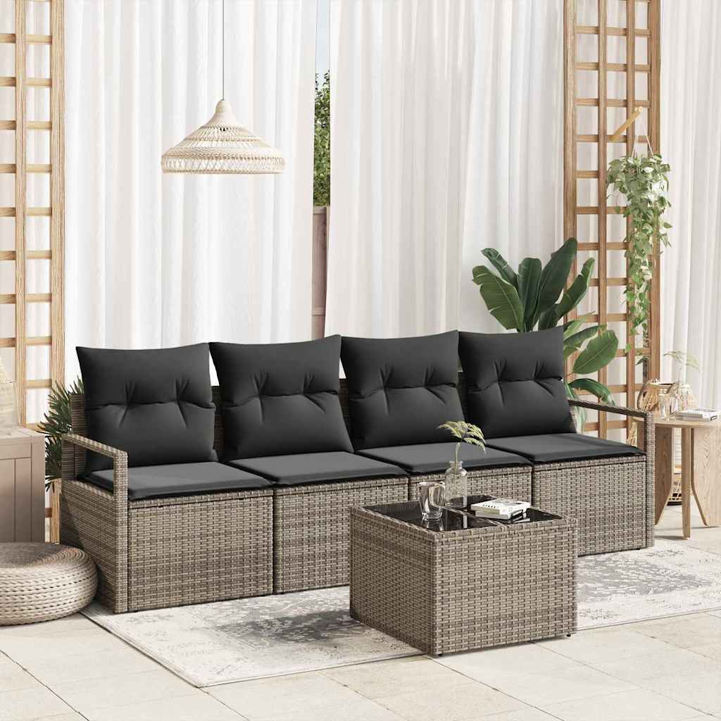 Bankstel Met Kussen Met Opslag 5 Pcs En Crème Poly Rattan