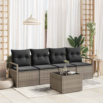 Bankstel Met Kussen Met Opslag 5 Pcs En Crème Poly Rattan