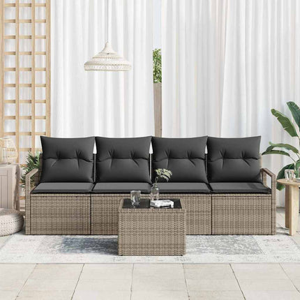 Bankstel Met Kussen Met Opslag 5 Pcs Poly Rattan