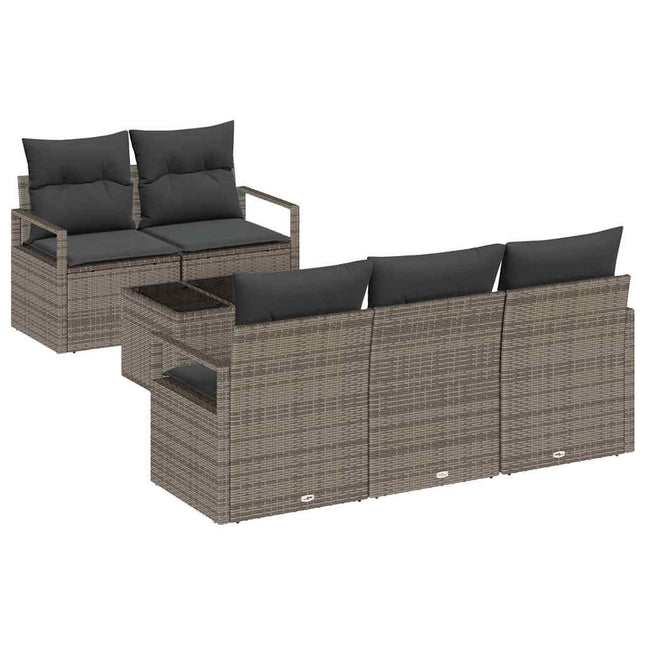 Tuin Sofa Set Met Kussen Met Opslag 6 Pcs Poly Rattan