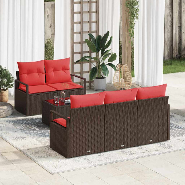Tuin Sofa Set Met Kussen 6 Pcs Beige En Poly Rattan