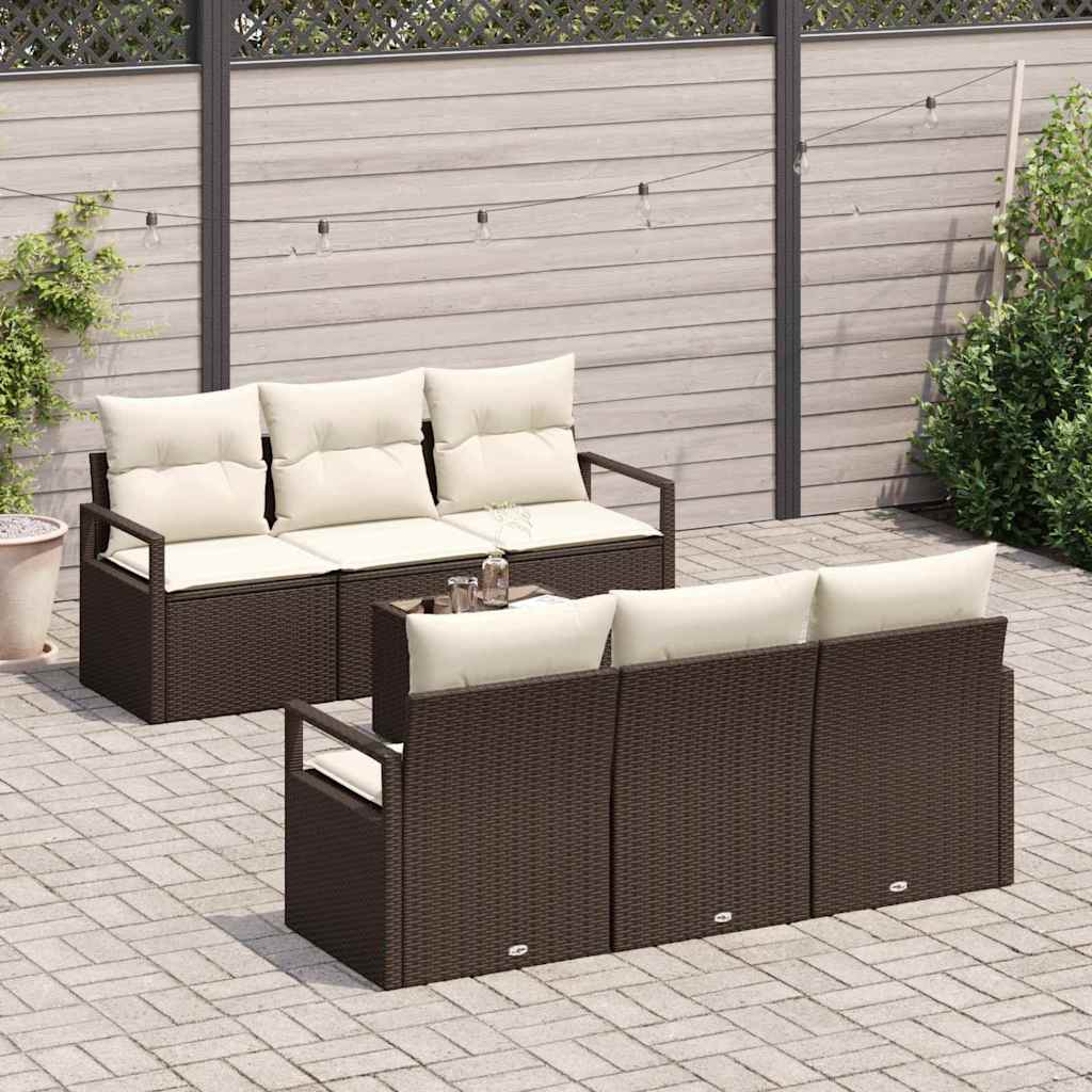 Tuin Sofa Set Met Kussen 7 Pcs En Crème Poly Rattan