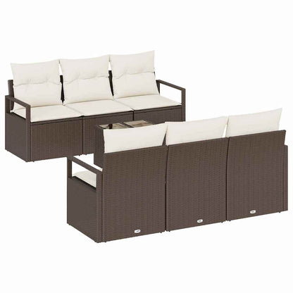 Tuin Sofa Set Met Kussen 7 Pcs En Crème Poly Rattan