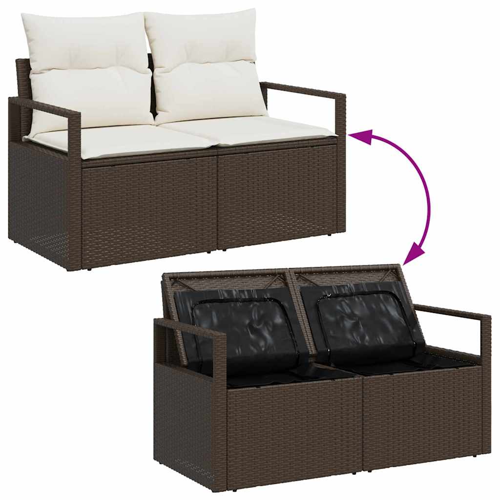 Tuin Sofa Set Met Kussen 7 Pcs En Crème Poly Rattan