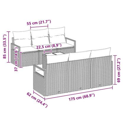 Tuin Sofa Set Met Kussen 7 Pcs En Crème Poly Rattan