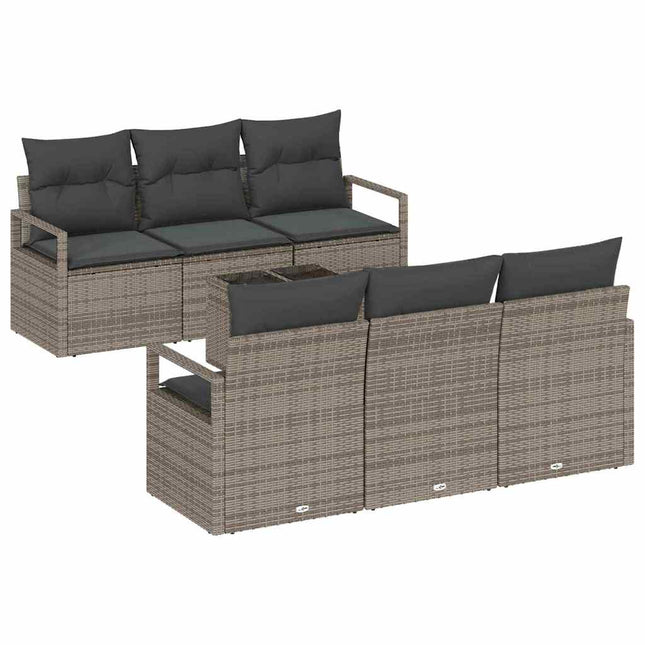 Tuin Sofa Set Met Kussen Met Opslag 7 Pcs Poly Rattan