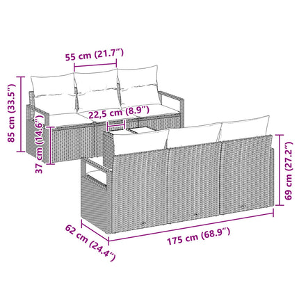 Tuin Sofa Set Met Kussen 7 Pcs Beige En Poly Rattan