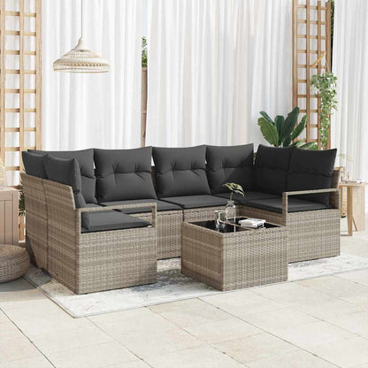 Tuin Sofa Set 7 Pcs En Crème Poly Rattan, Staal En Glas