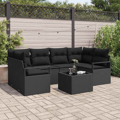 Tuin Sofa Set 7 Pcs En Crème Poly Rattan, Staal En Glas