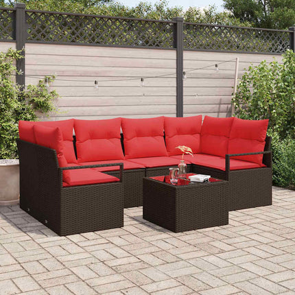 Tuin Sofa Set Met Kussen 7 Pcs Beige En Poly Rattan