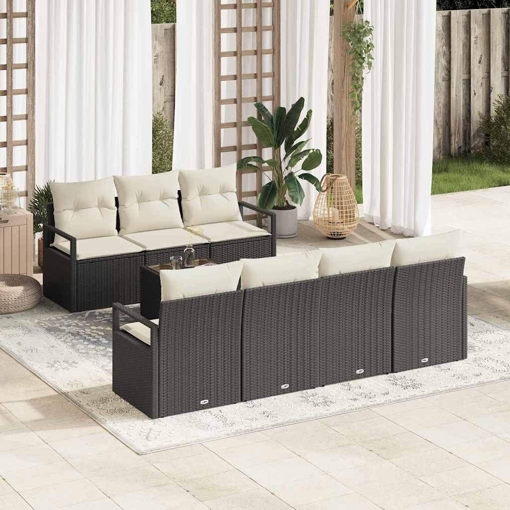 Tuin Sofa Set Met Kussen 8 Pcs En Crème Poly Rattan