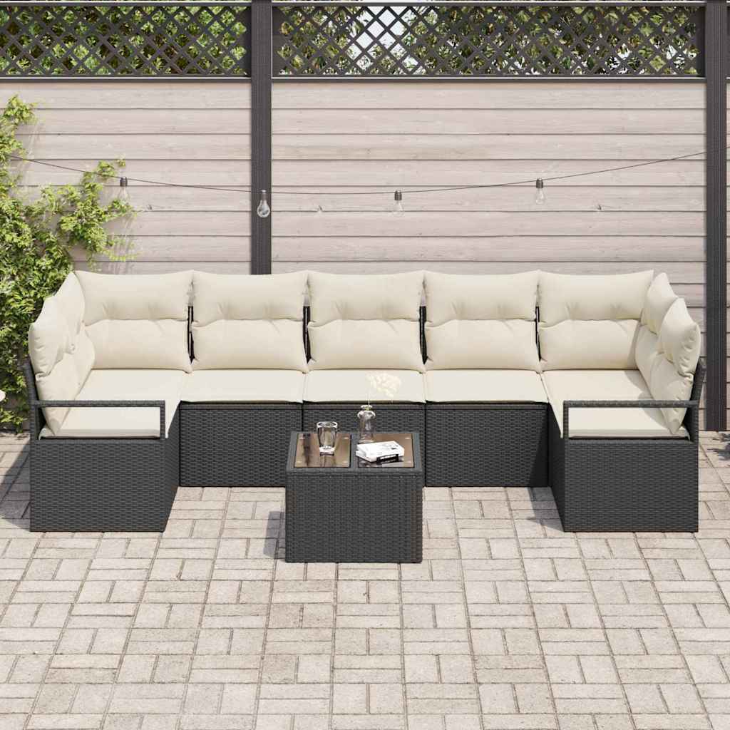 Tuin Sofa Set 8 Pcs En Crème Poly Rattan, Staal En Glas