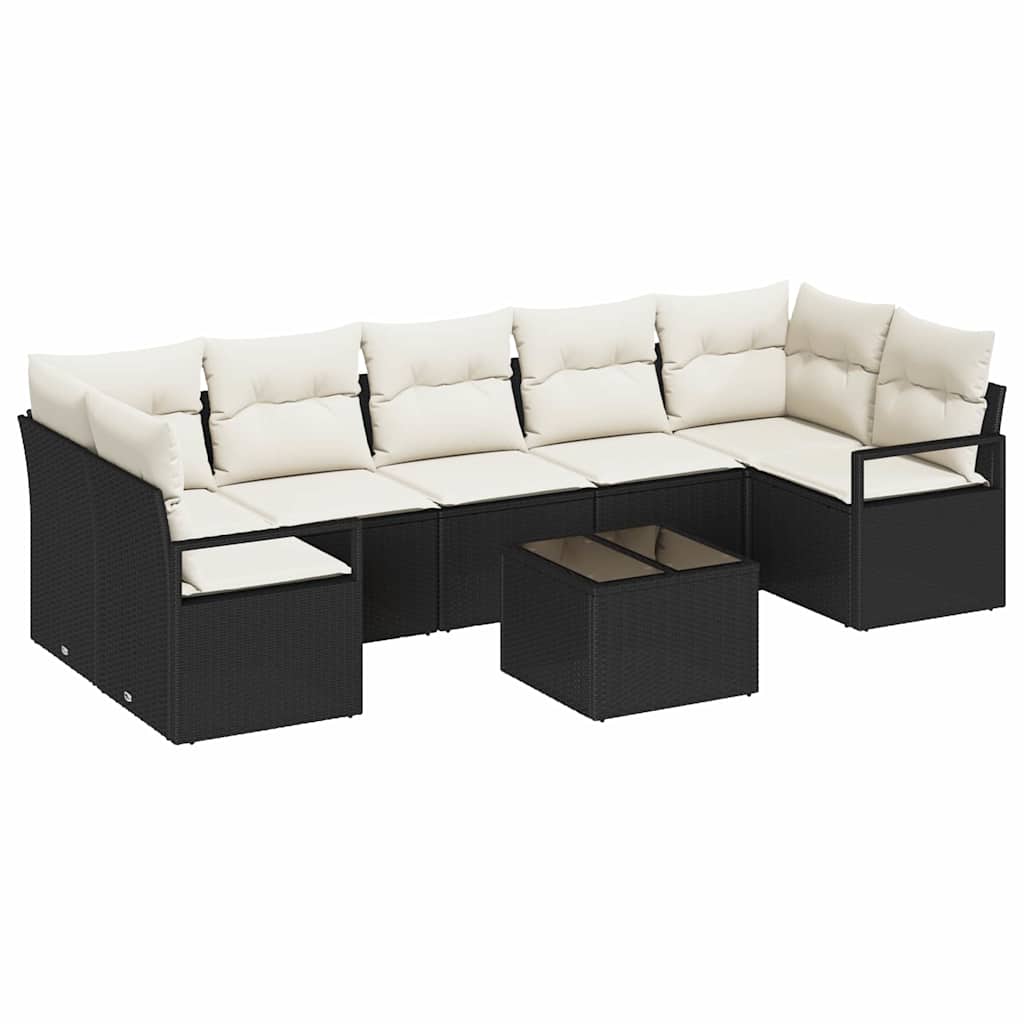 Tuin Sofa Set 8 Pcs En Crème Poly Rattan, Staal En Glas