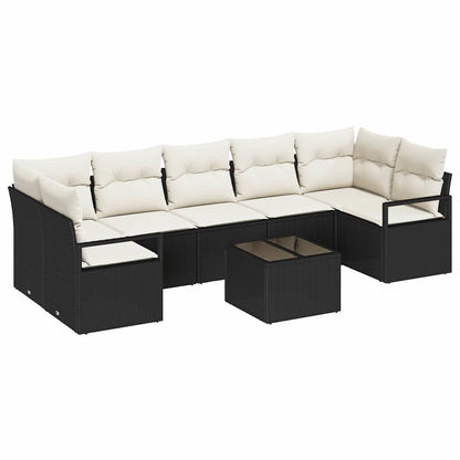 Tuin Sofa Set 8 Pcs En Crème Poly Rattan, Staal En Glas