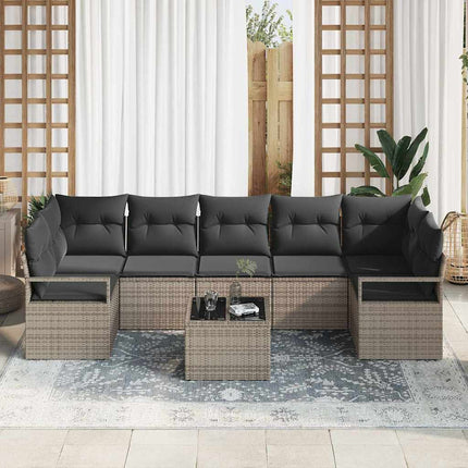 Tuin Sofa Set Met Kussen 8 Pcs Poly Rattan, Staal En Glas
