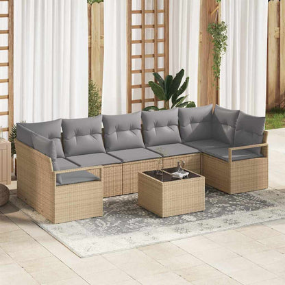 Tuin Sofa Set 8 Pcs En Crème Poly Rattan, Staal En Glas