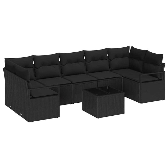 Tuin Sofa Set Met Kussen 8 Pcs Poly Rattan, Staal En Glas