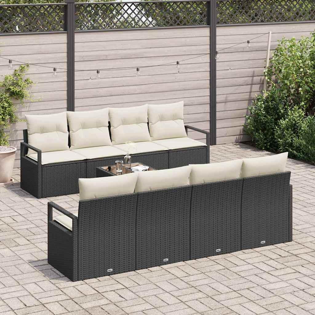 Tuin Sofa Set Met Kussen 9 Pcs En Crème Poly Rattan