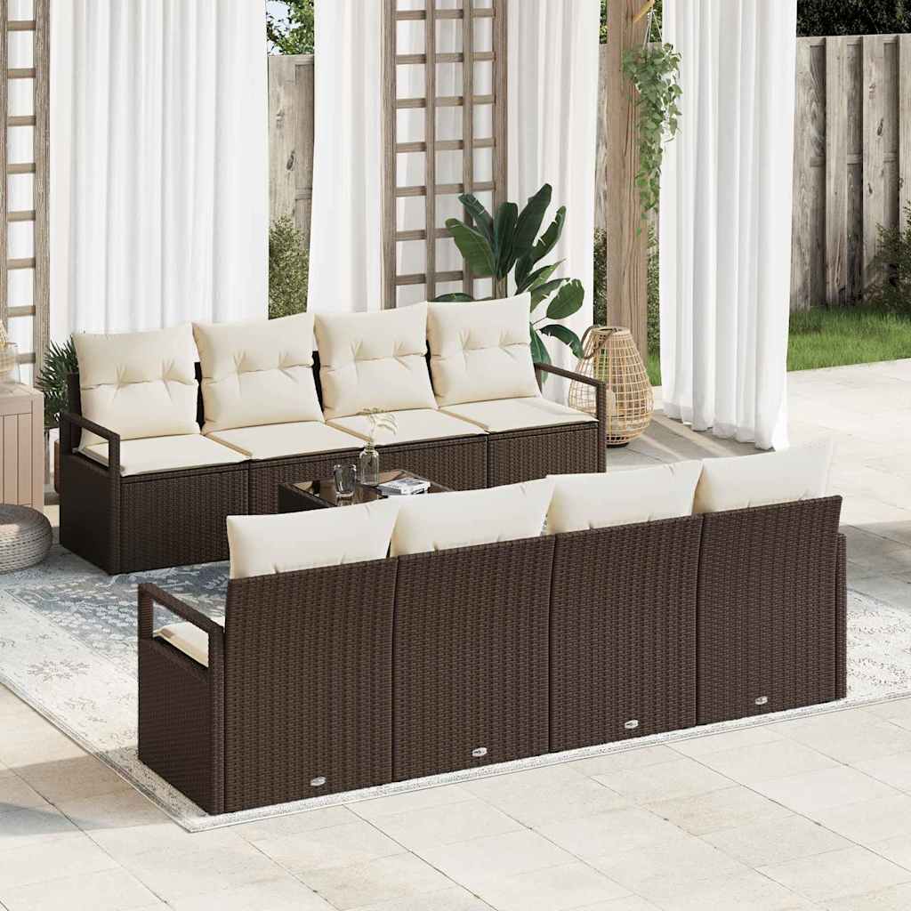 Tuin Sofa Set Met Kussen 9 Pcs En Crème Poly Rattan