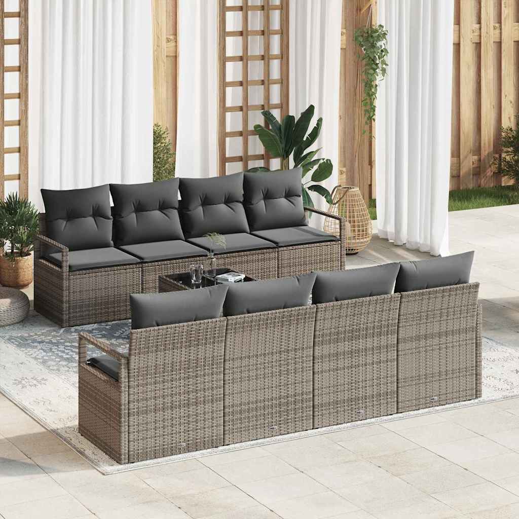 Tuin Sofa Set Met Kussen 9 Pcs En Crème Poly Rattan
