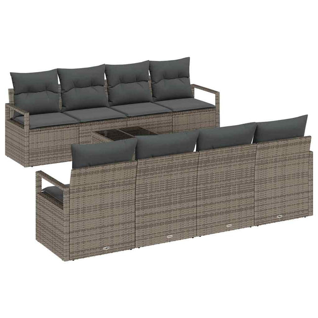 Tuin Sofa Set Met Kussen Met Opslag 9 Pcs Poly Rattan
