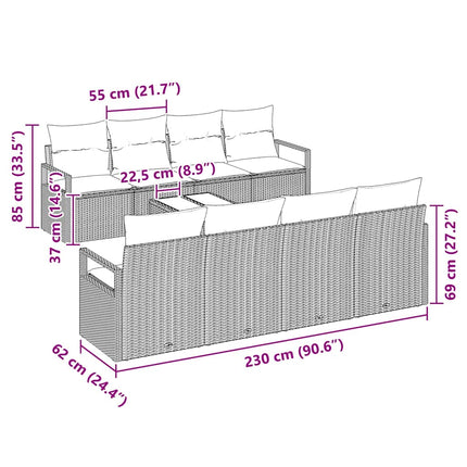 Tuin Sofa Set Met Kussen Met Opslag 9 Pcs Poly Rattan