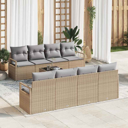 Tuin Sofa Set Met Kussen 9 Pcs En Crème Poly Rattan