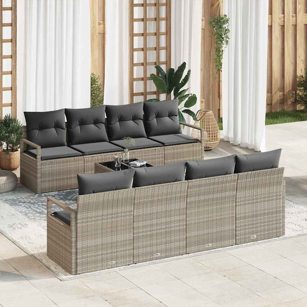 Tuin Sofa Set Met Kussen 9 Pcs En Crème Poly Rattan