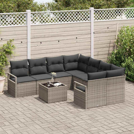 Bankstel Met Kussen Met Opslag 9 Pcs Poly Rattan