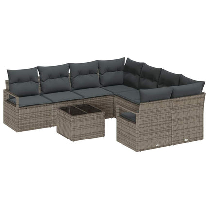 Bankstel Met Kussen Met Opslag 9 Pcs Poly Rattan