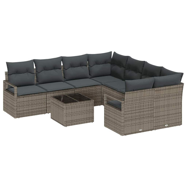 Bankstel Met Kussen Met Opslag 9 Pcs Poly Rattan