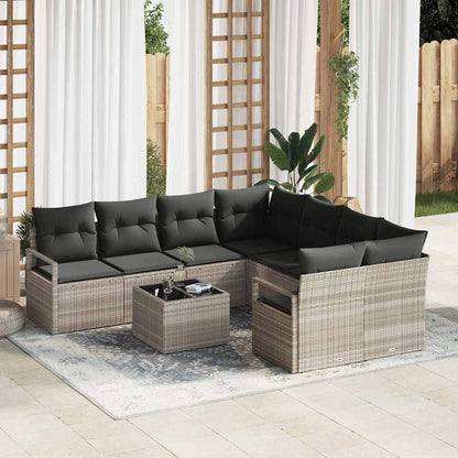 Bankstel Met Kussen Met Opslag 9 Pcs En Crème Poly Rattan