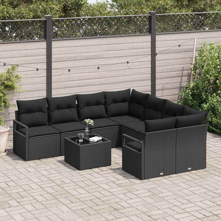 Bankstel Met Kussen Met Opslag 9 Pcs Poly Rattan