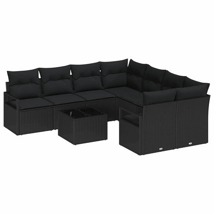 Bankstel Met Kussen Met Opslag 9 Pcs Poly Rattan
