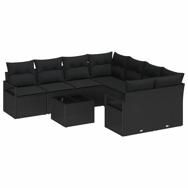 Bankstel Met Kussen Met Opslag 9 Pcs Poly Rattan