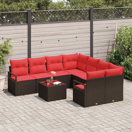 Bankstel Met Kussen Met Opslag 9 Pcs Beige En Poly Rattan