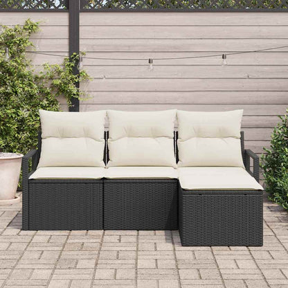 Bankstel Met Kussen Met Opslag 4 Pcs En Crème Poly Rattan