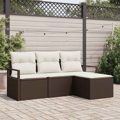 Bankstel Met Kussen Met Opslag 4 Pcs En Crème Poly Rattan