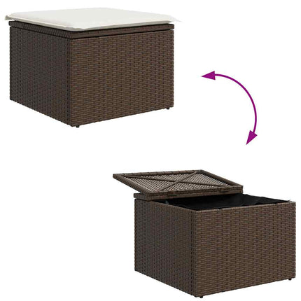 Bankstel Met Kussen Met Opslag 4 Pcs Bruin En Crème Poly Rattan