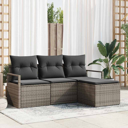 Bankstel Met Kussen Met Opslag 4 Pcs Poly Rattan